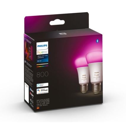 RINKINYS 2x LED Reguliuojama lemputė  Philips Hue WACA A60 E27/6,5W/230V 2000-6500K