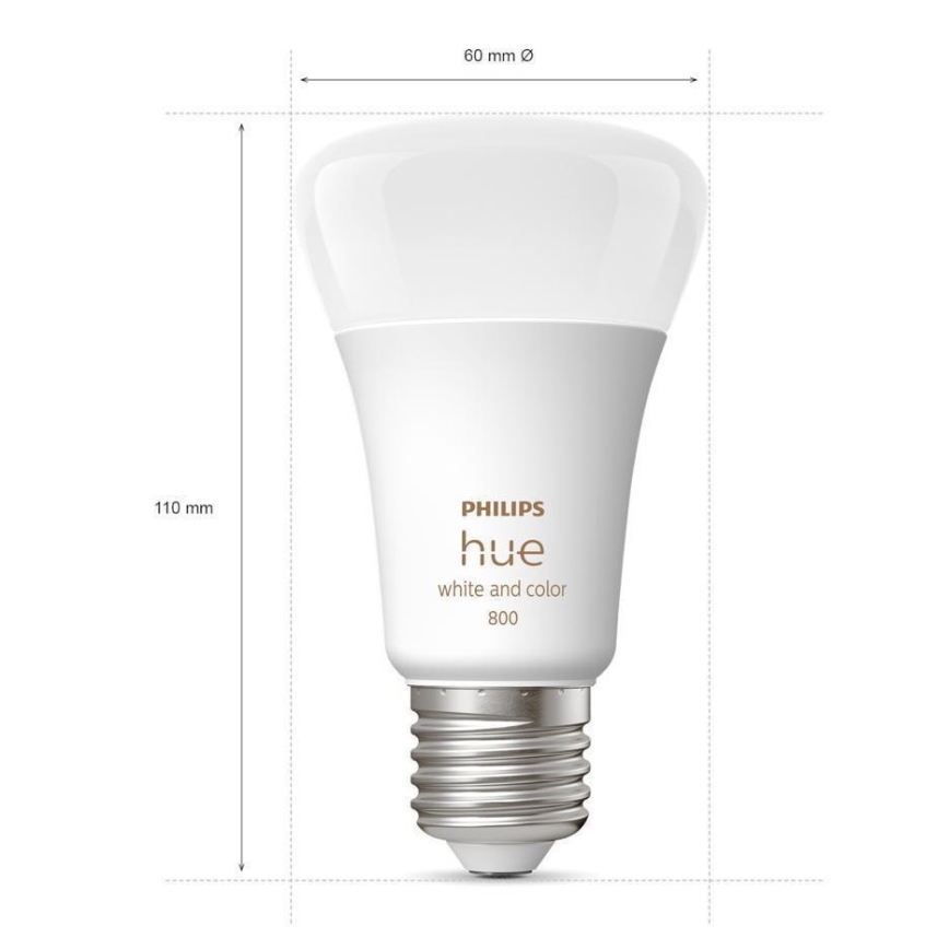 RINKINYS 2x LED Reguliuojama lemputė  Philips Hue WACA A60 E27/6,5W/230V 2000-6500K