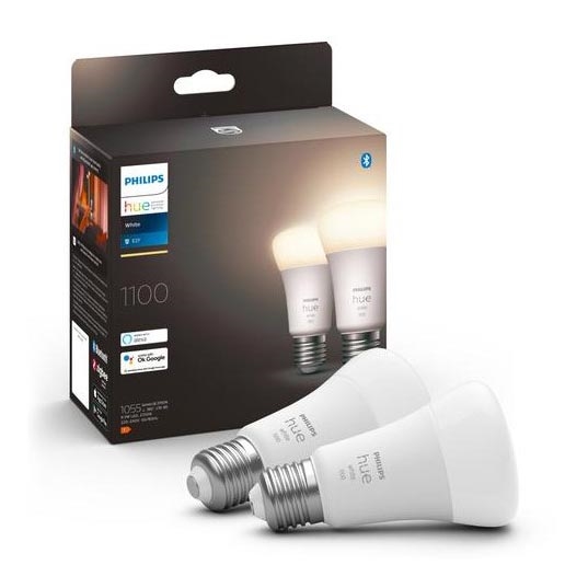 RINKINYS 2x LED Reguliuojama lemputė Philips Hue WHITE E27/9,5W/230V 2700K