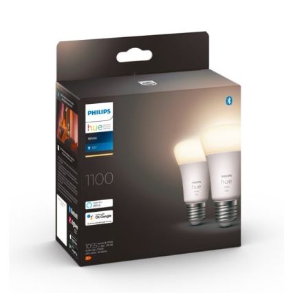 RINKINYS 2x LED Reguliuojama lemputė Philips Hue WHITE E27/9,5W/230V 2700K