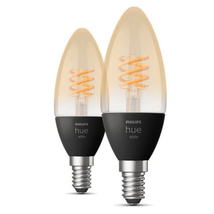 RINKINYS 2x LED Reguliuojama lemputė Philips Hue WHITE FILAMENT E14/4,5W/230V 2100K