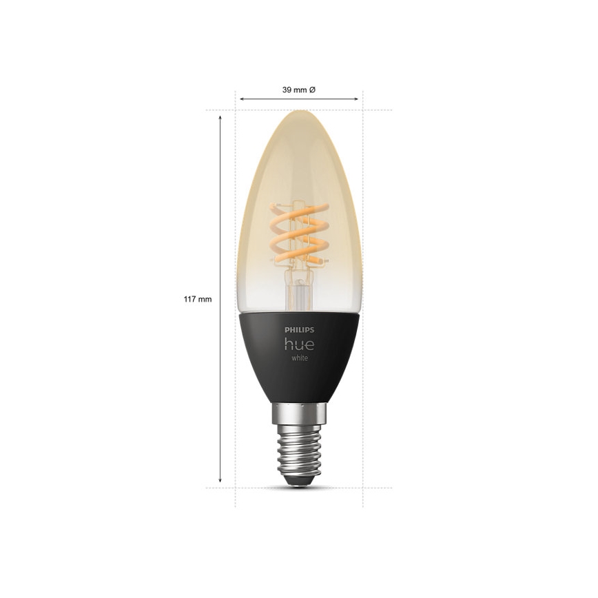 RINKINYS 2x LED Reguliuojama lemputė Philips Hue WHITE FILAMENT E14/4,5W/230V 2100K
