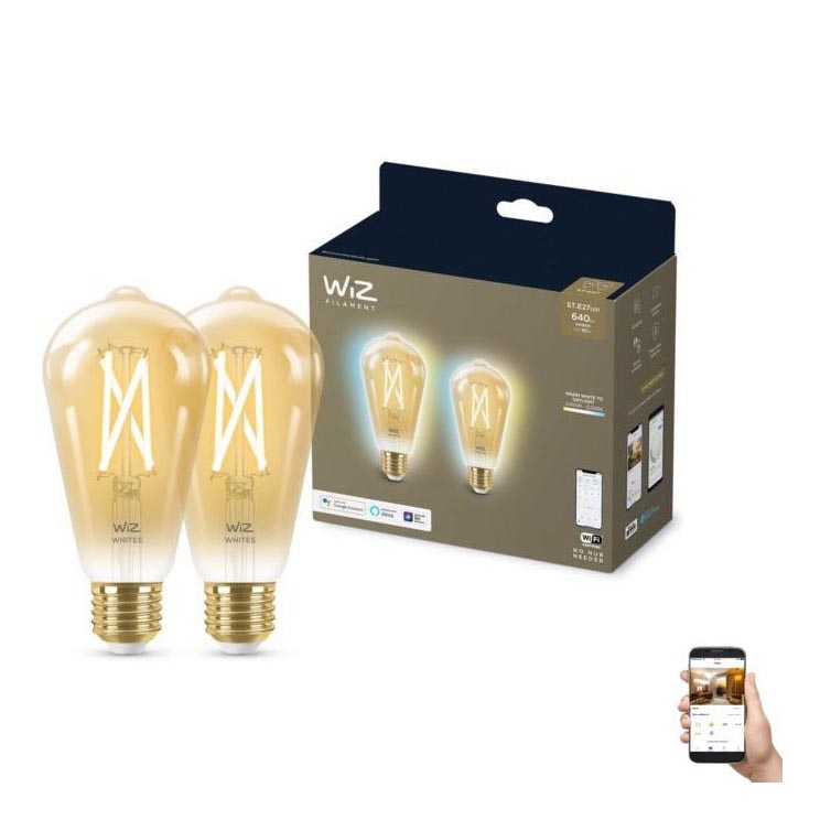 RINKINYS 2x LED Reguliuojama lemputė VINTAGE FILAMENT ST64 E27/6,7W/230V 2000-5000K Wi-Fi - WiZ
