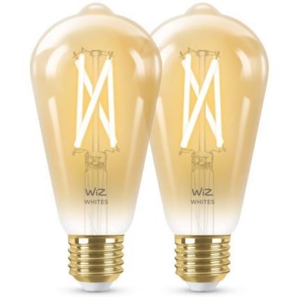 RINKINYS 2x LED Reguliuojama lemputė VINTAGE FILAMENT ST64 E27/6,7W/230V 2000-5000K Wi-Fi - WiZ