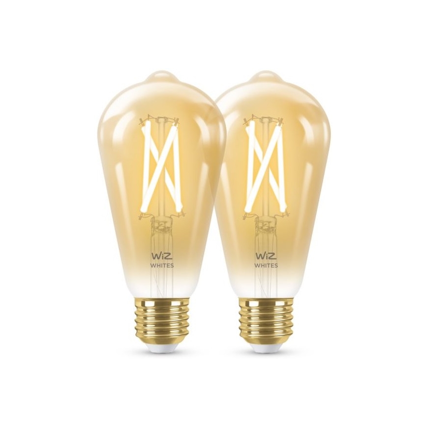 RINKINYS 2x LED Reguliuojama lemputė VINTAGE FILAMENT ST64 E27/6,7W/230V 2000-5000K Wi-Fi - WiZ