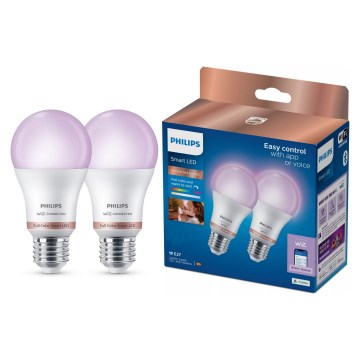 Rinkinys 2x LED RGB reguliuojamos lemputės Philips SMART A60 E27/12,5W/230V 2200-6500K