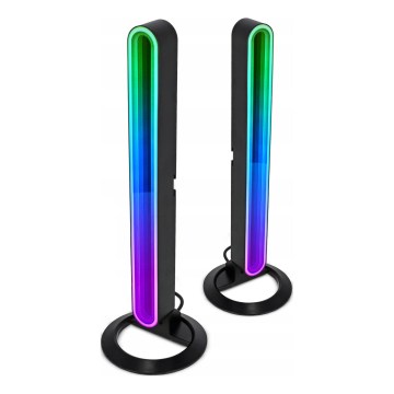 RINKINYS 2x LED RGBIC Reguliuojamas stalinis šviestuvas LED/5W/5V juodas + nuotolinis valdymas