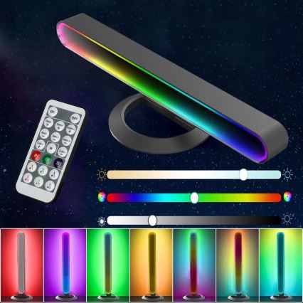 RINKINYS 2x LED RGBIC Reguliuojamas stalinis šviestuvas LED/5W/5V juodas + nuotolinis valdymas