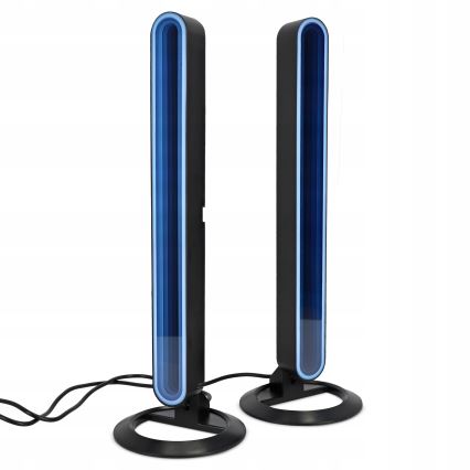 RINKINYS 2x LED RGBIC Reguliuojamas stalinis šviestuvas LED/5W/5V juodas + nuotolinis valdymas