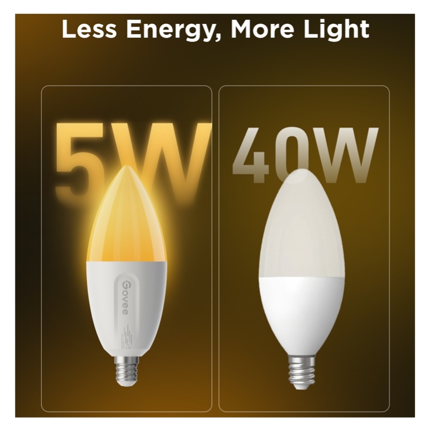 Komplektas 2x LED RGBWW dimeriuojamos lemputės MATTER E14/5W/230V 2700-6500K Wi-Fi - Govee