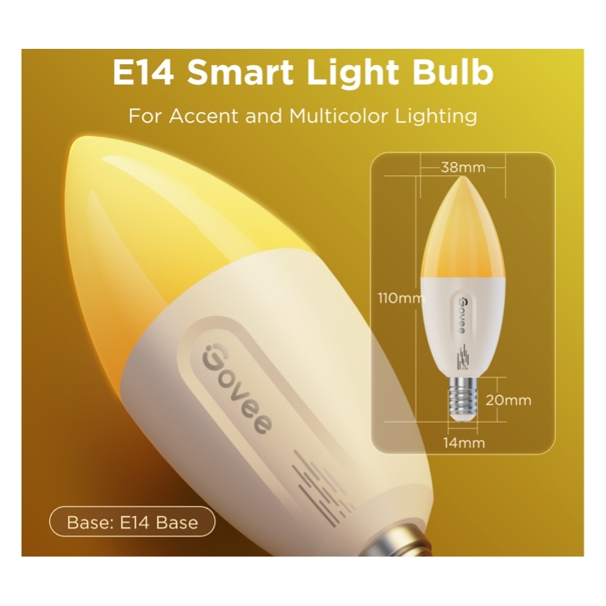 Komplektas 2x LED RGBWW dimeriuojamos lemputės MATTER E14/5W/230V 2700-6500K Wi-Fi - Govee
