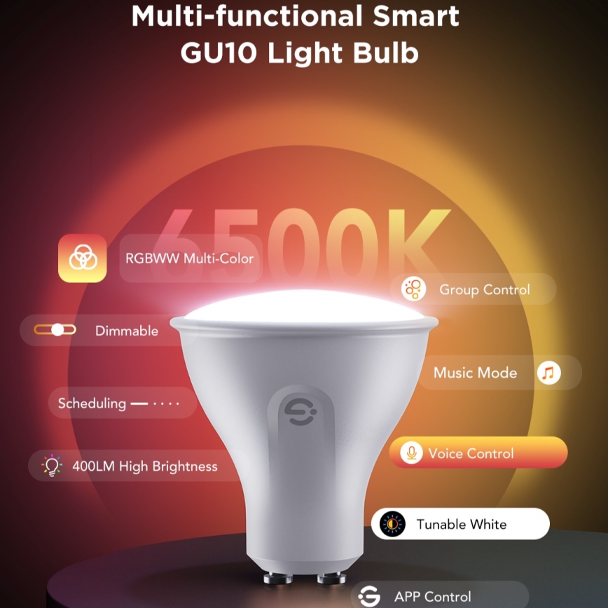 Komplektas 2x LED RGBWW pritemdomos lemputės MATTER GU10/4,8W/230V 2700-6500K Wi-Fi - Govee