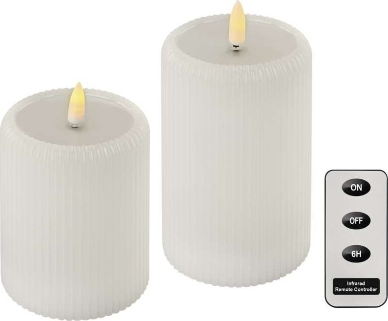RINKINYS: 2x LED žvakės (maitinamos 4xAA) + nuotolinis valdymas