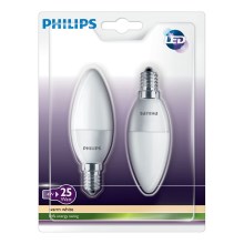 RINKINYS 2x LED žvakės Philips E14/4W/230V - CANDLE