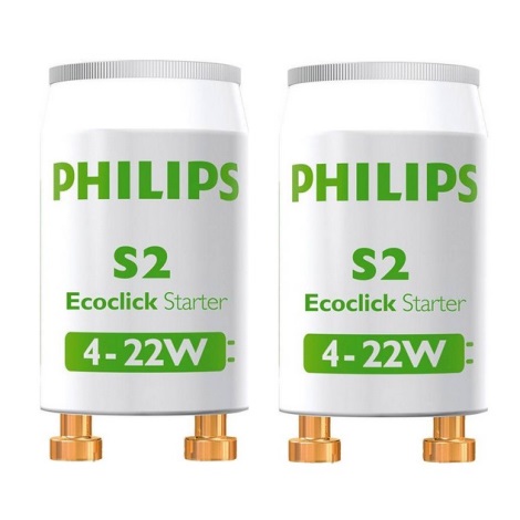 RINKINYS 2x Liuminescencinių lempučių starteris Philips S2 4-22W