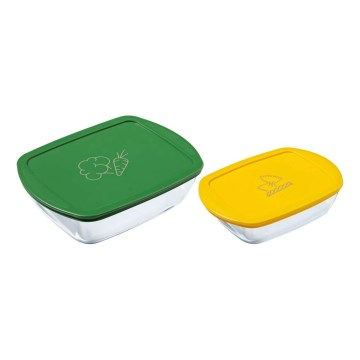 Rinkinys 2x PYREX stiklinės maisto talpyklos 1,2/2,5 l