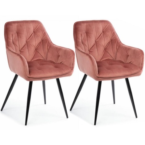RINKINYS 2x Valgomojo kėdė HANA rožinė