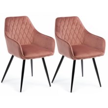 RINKINYS 2x Valgomojo kėdė SAMETTI rožinė
