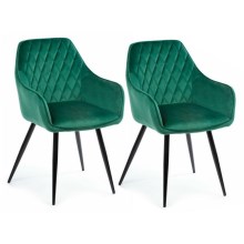 RINKINYS 2x Valgomojo kėdė SAMETTI žalia