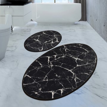RINKINYS 2x Vonios kilimėlis MARBLE 50x60/60x100 cm juodas