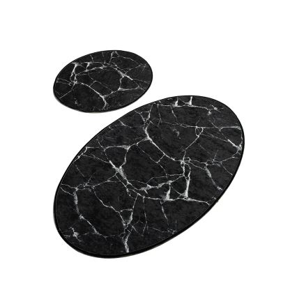 RINKINYS 2x Vonios kilimėlis MARBLE 50x60/60x100 cm juodas