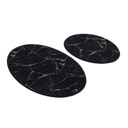 RINKINYS 2x Vonios kilimėlis MARBLE 50x60/60x100 cm juodas