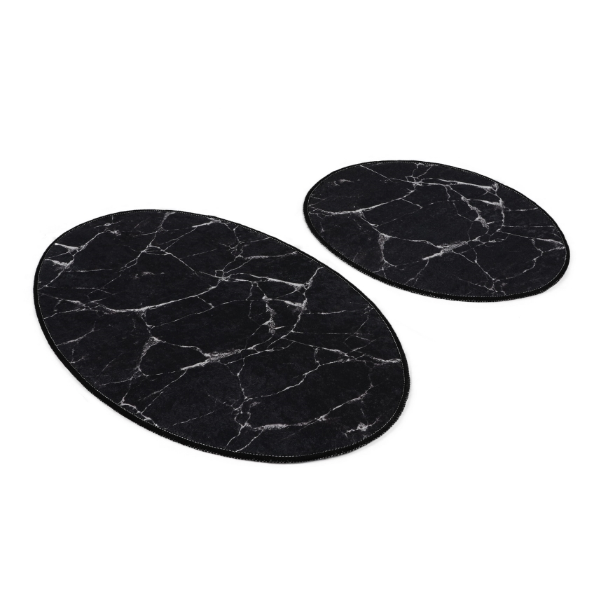 RINKINYS 2x Vonios kilimėlis MARBLE 50x60/60x100 cm juodas