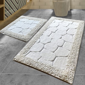RINKINYS 2x Vonios kilimėlis STONE 60/100 cm baltas
