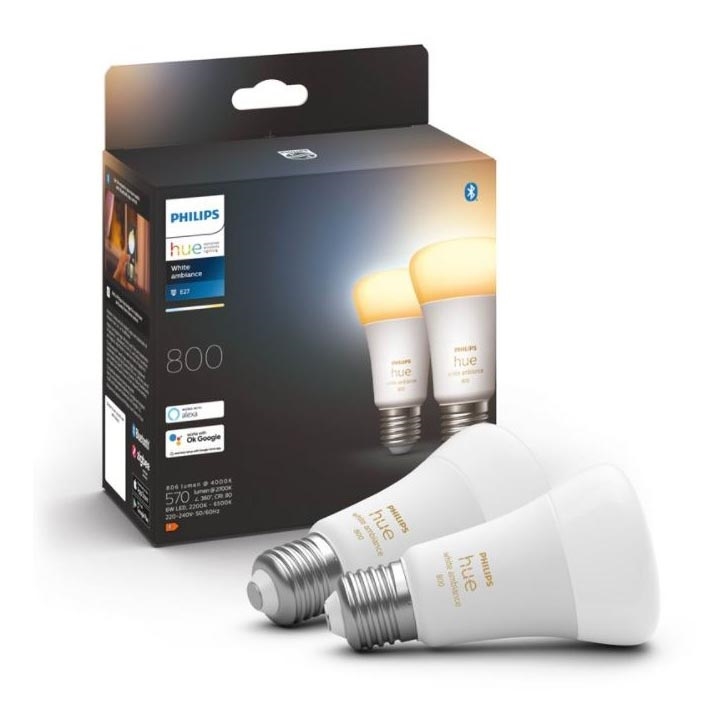 RINKINYS 2xLED Reguliuojama lemputė Philips Hue WHITE AMBIANCE E27/6W/230V 2200-6500K