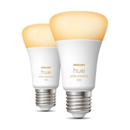 RINKINYS 2xLED Reguliuojama lemputė Philips Hue WHITE AMBIANCE E27/6W/230V 2200-6500K