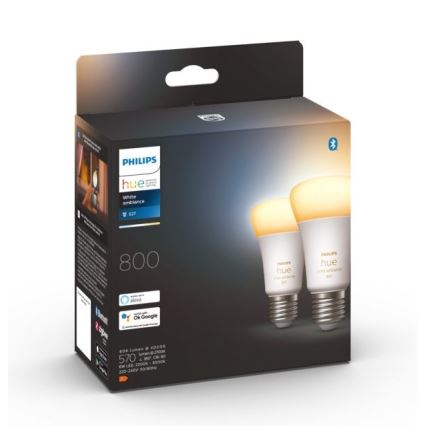 RINKINYS 2xLED Reguliuojama lemputė Philips Hue WHITE AMBIANCE E27/6W/230V 2200-6500K