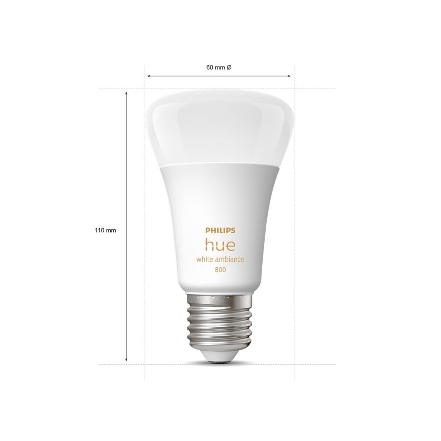 RINKINYS 2xLED Reguliuojama lemputė Philips Hue WHITE AMBIANCE E27/6W/230V 2200-6500K
