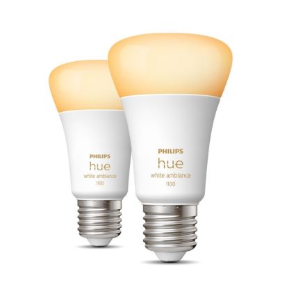 RINKINYS 2xLED Reguliuojama lemputė Philips Hue WHITE AMBIANCE E27/8W/230V 2200-6500K