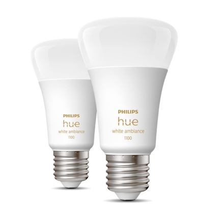 RINKINYS 2xLED Reguliuojama lemputė Philips Hue WHITE AMBIANCE E27/8W/230V 2200-6500K