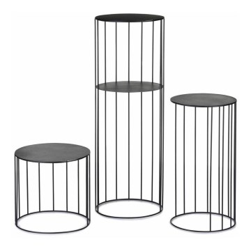 RINKINYS 3 vnt. Gėlių stovai LOFT juodos spalvos