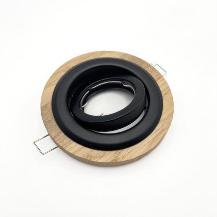 Rinkinys 3 vnt. įleidžiamų šviestuvų TOBBY 1xGU10/20W/230V, skersmuo 11,5 cm, ąžuolas/juoda