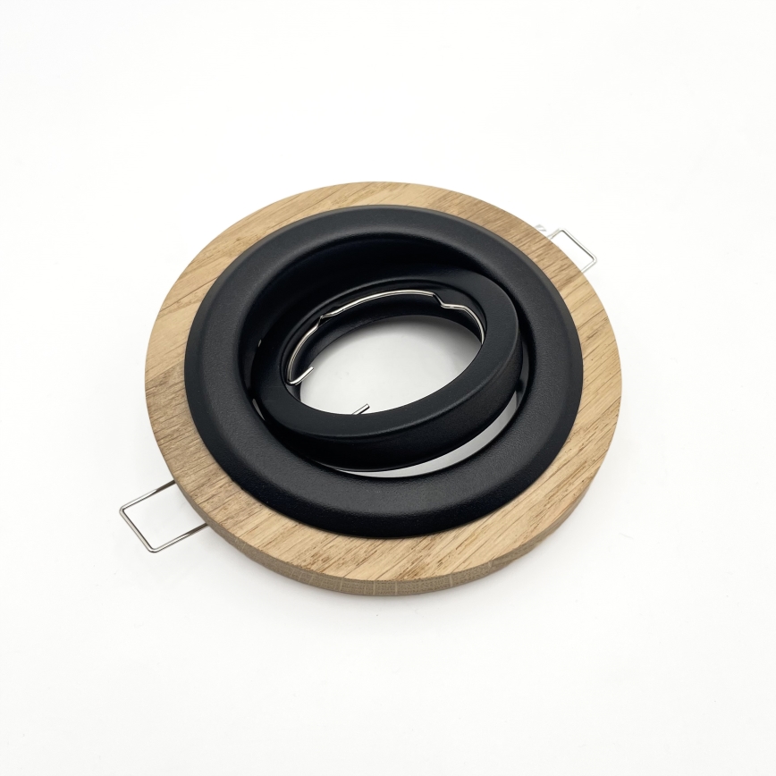 Rinkinys 3 vnt. įleidžiamų šviestuvų TOBBY 1xGU10/20W/230V, skersmuo 11,5 cm, ąžuolas/juoda