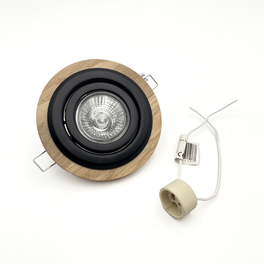 Rinkinys 3 vnt. įleidžiamų šviestuvų TOBBY 1xGU10/20W/230V, skersmuo 11,5 cm, ąžuolas/juoda