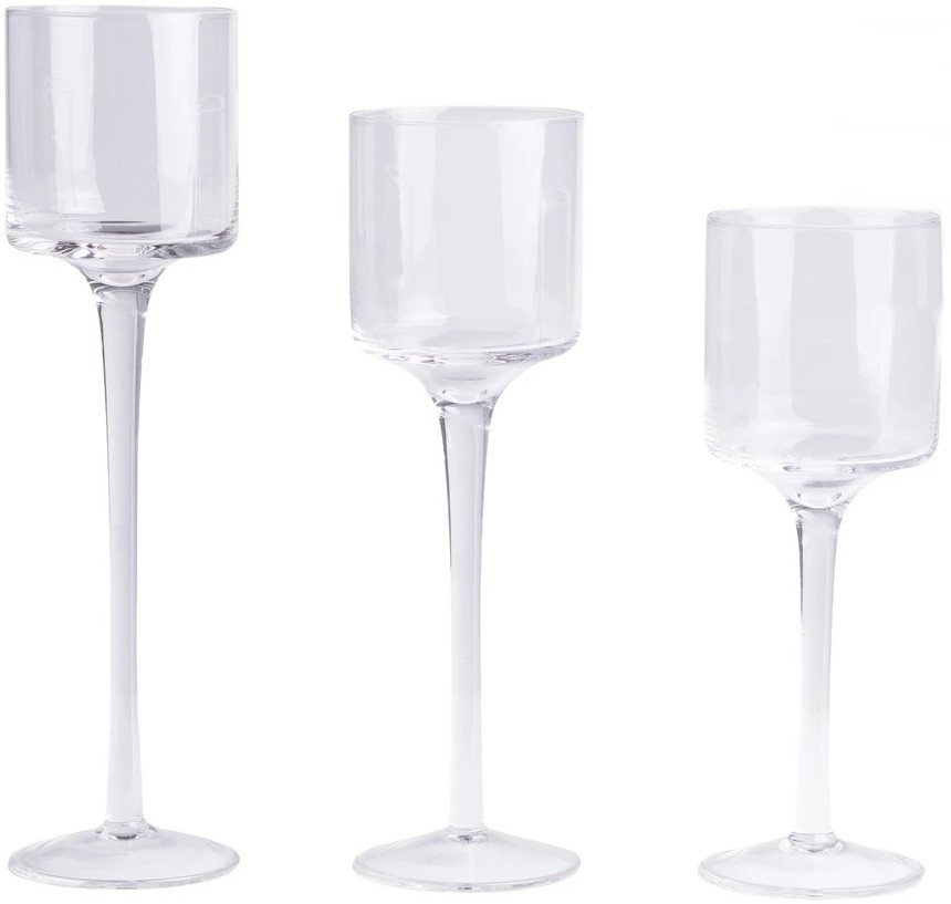 Rinkinys – 3 vnt. skaidrių žvakidžių