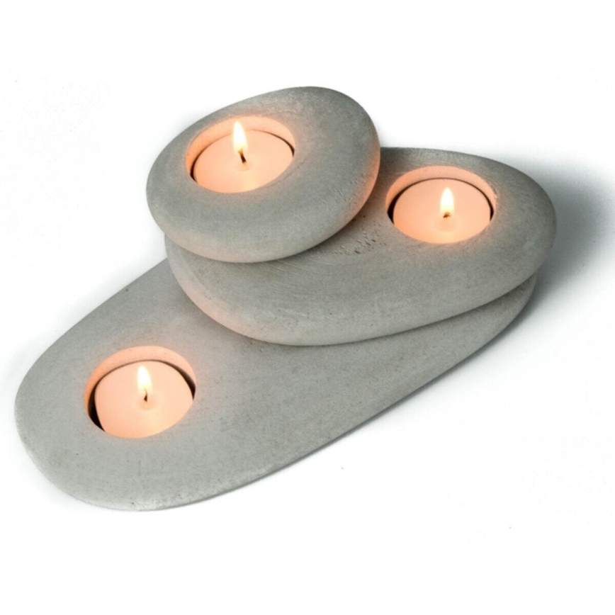 RINKINYS 3x Laikiklis arbatos žvakėms 21,5cm/15cm/9cm betoninis