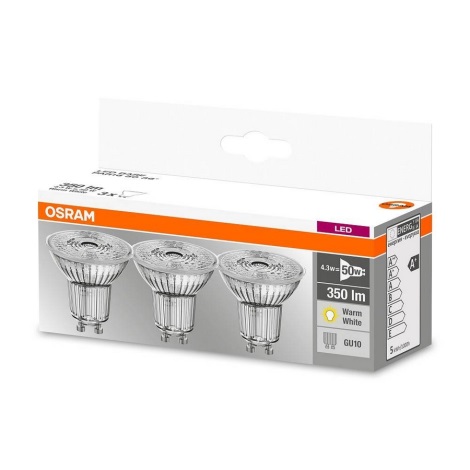 RINKINYS 3x LED Elektros lemputė PAR16 GU10/4,3W/230V 2700K - Osram