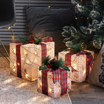 RINKINYS 3x LED Kalėdinė dovana 48xLED/3,6W/230V IP44 šiltai balta