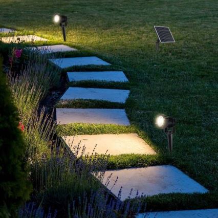 RINKINYS 3x LED Lauko saulės lempa 3xLED/1,2W/3,7V IP65 3000K 4000 mAh