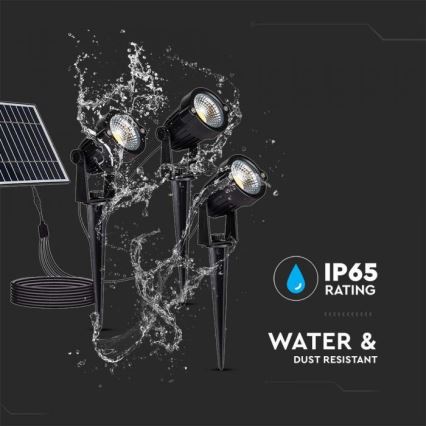 RINKINYS 3x LED Lauko saulės lempa 3xLED/1,2W/3,7V IP65 3000K 4000 mAh