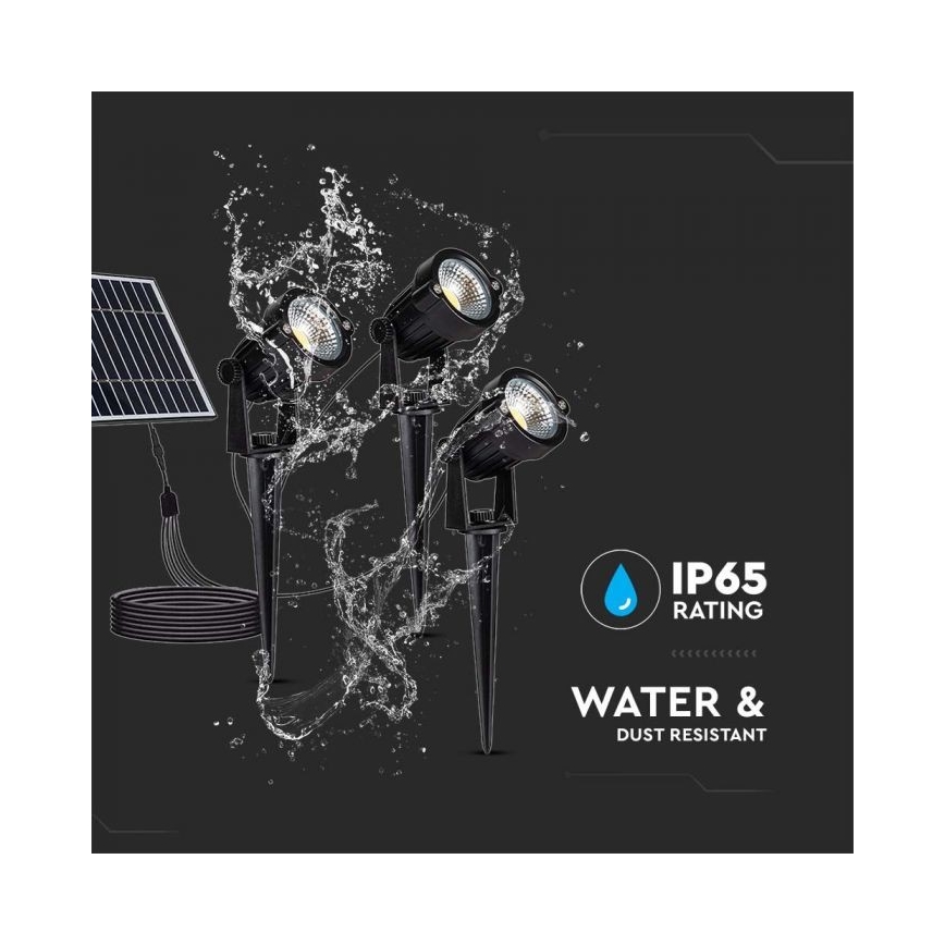 RINKINYS 3x LED Lauko saulės lempa 3xLED/1,2W/3,7V IP65 3000K 4000 mAh