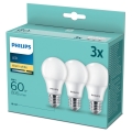 RINKINYS 3x LED Lemputė Philips A60 E27/8W/230V 2700K