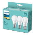 RINKINYS 3x LED Lemputė Philips A60 E27/8W/230V 2700K