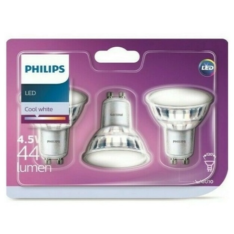 RINKINYS 3x LED Lemputė Philips GU10/4,5W/230V 4000K