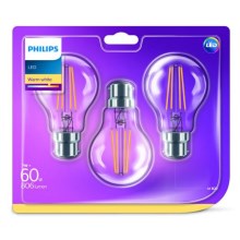 RINKINYS 3x LED Lemputė Philips VINTAGE B22/7W/230V 2700K
