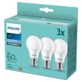RINKINYS 3x LED Lemputės Philips A60 E27/8W/230V 6500K